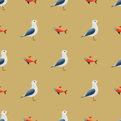 pattern with birds and fish