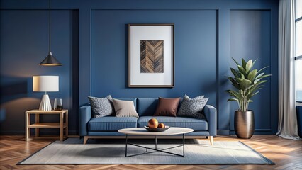 Modern Scandinavian Living Room with Abstract Geometric Poster Mockup  AI Generated