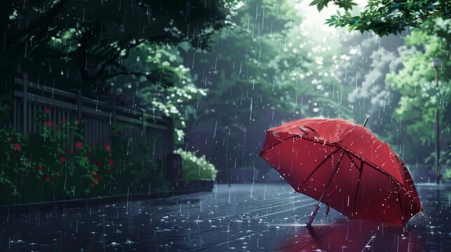 chroma key rain color suitable for anime fotage or ghrapic resources. anime rain umbrella. Illustrations