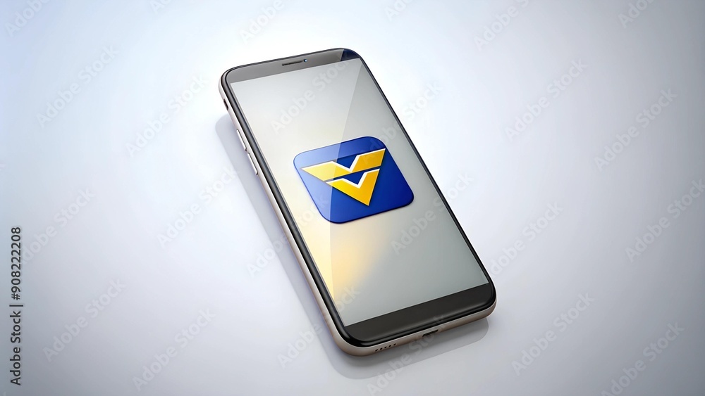 Poster varta ag logo as a 3d model on a smartphone: a dimensional and realistic representation generative a