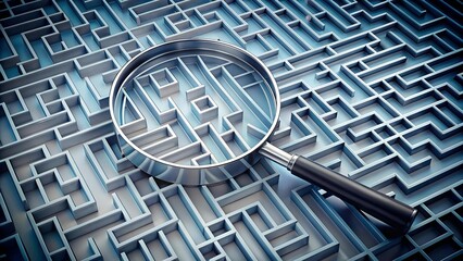 The Labyrinth of Truth: A Magnifying Glass Navigating a Maze of Evidence  AI Generated