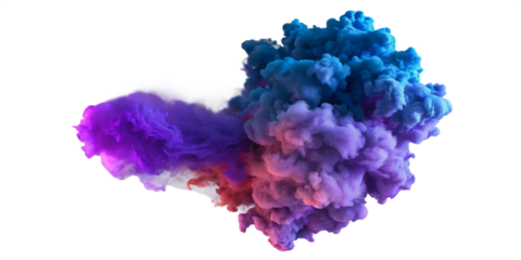 Blue and purple smoke  isolated on transparent background