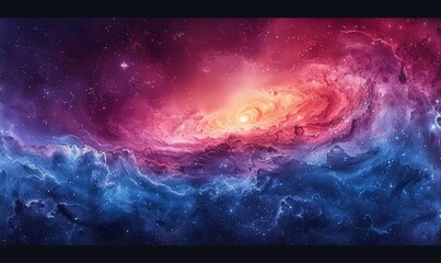 Abstract galaxy swirl in watercolor on white.