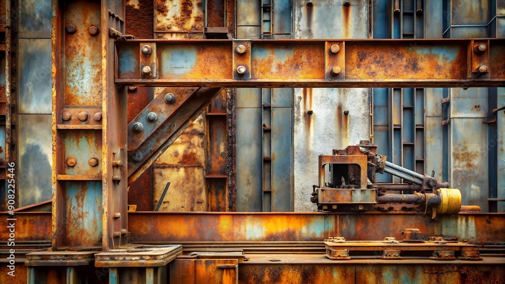 Poster rust and renewal: a study in contrasting textures ai generated