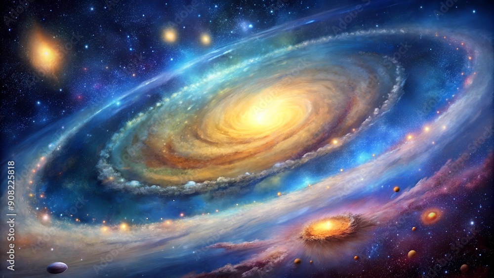 Poster cosmic canvas: a painted symphony of stars and light generative ai