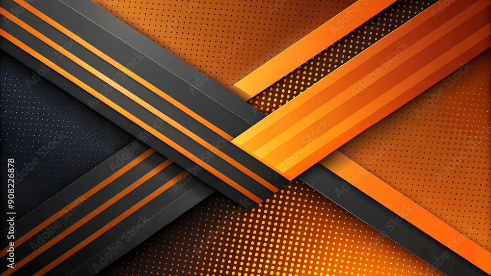 Aufkleber orange and black gradient with abstract lines generative ai