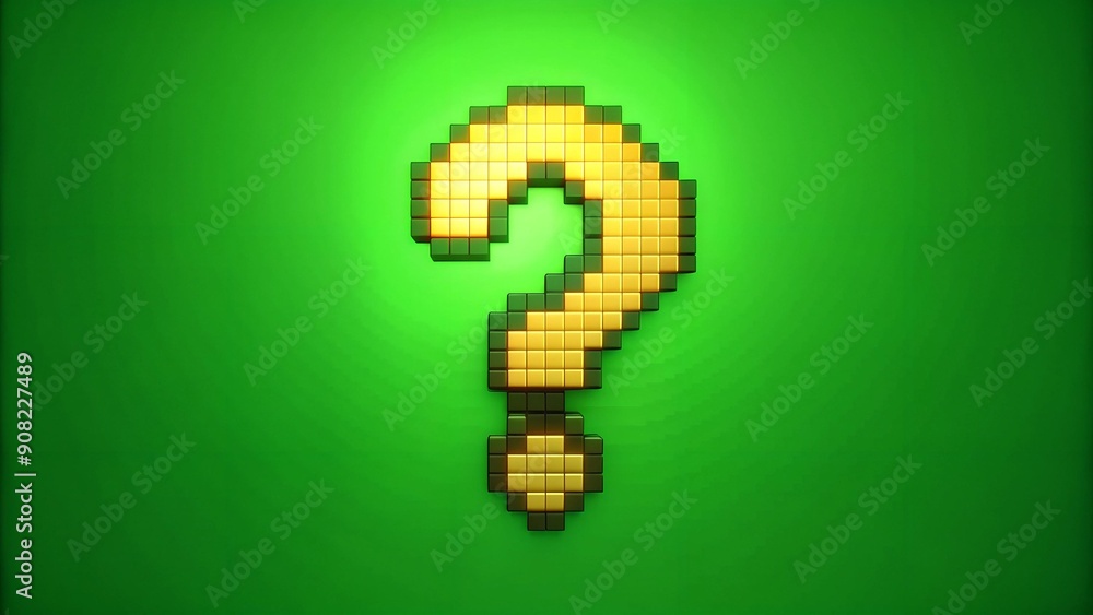 Aufkleber pixelated question mark particle bounce: retro green screen effect ai generated