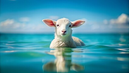 A Gentle Tide: A Lamb's Tranquil Journey  Generative AI