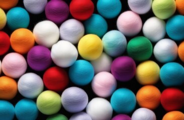 Obraz premium Colorful balls of yarn in various shades and hues, solid background