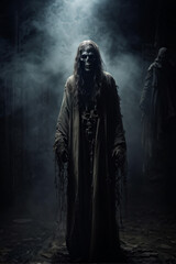 Fototapeta premium Frightened Souls in Dark Halloween Night