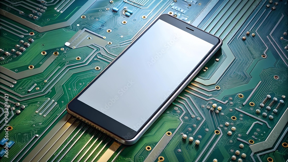 Poster varta ag logo embedded in a phone's circuit board: a technological fusion generative ai
