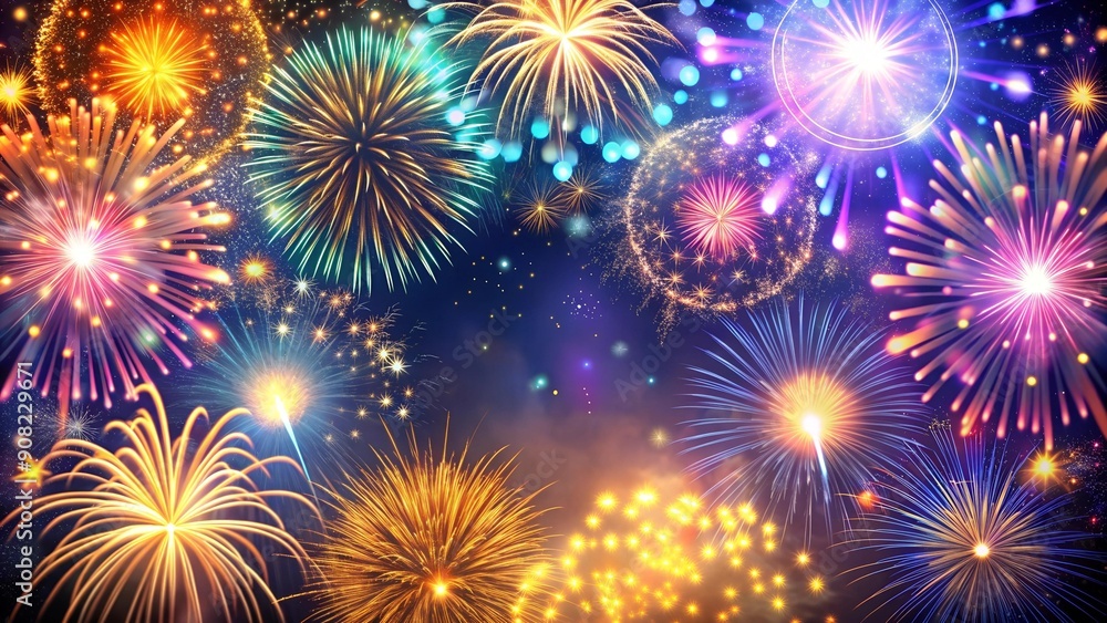 Poster 2025: a visual feast with fireworks and confetti ai generated