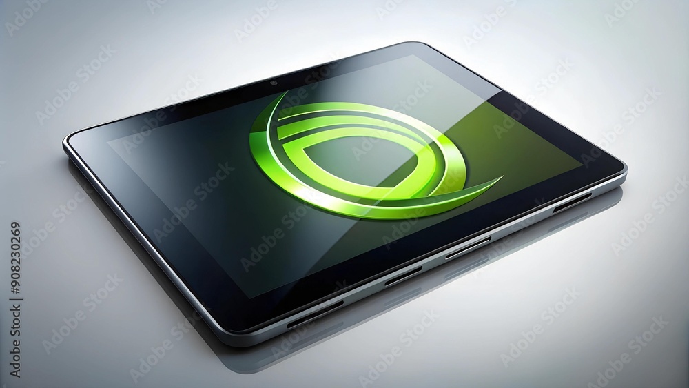 Aufkleber nvidia logo on a futuristic tablet with a curved display generative ai