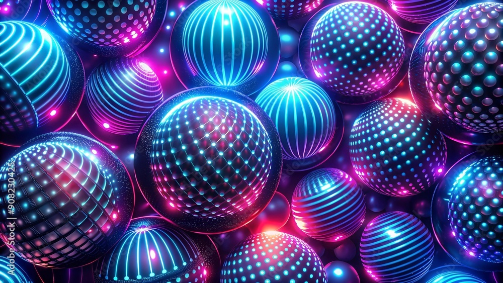 Poster neon glow sphere pattern: a futuristic and electric visual experience generative ai