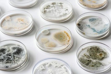 Mold Petri Dish. Yeast and Mold on White Surface for Biology Research and Mycology Science