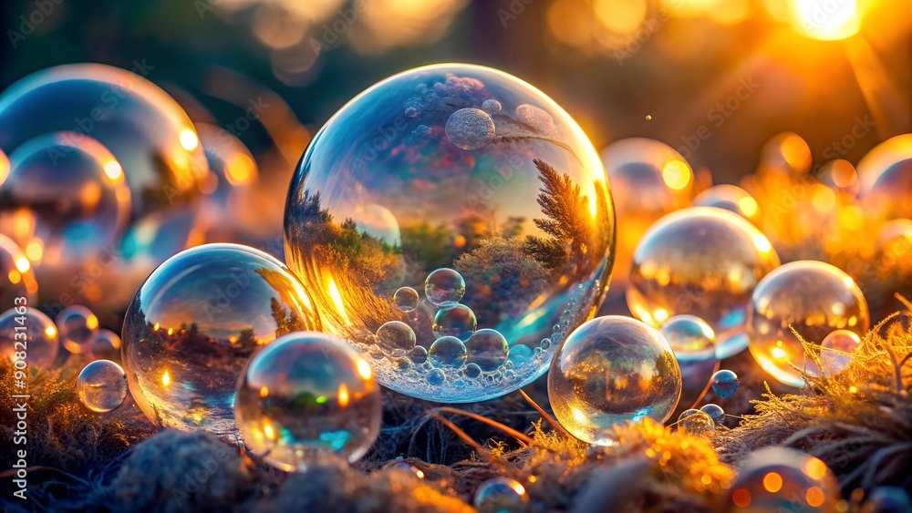 Aufkleber the art of bubbles: a study in form and light generative ai