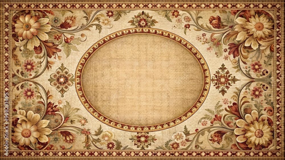 Poster vintage sphere tapestry: a nostalgic pattern generative ai