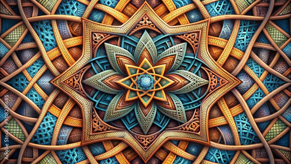 Aufkleber geometric fusion: a tapestry of intertwining forms and patterns generative ai