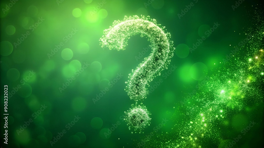 Aufkleber blurred question mark particle bounce: dreamy green screen effect generative ai