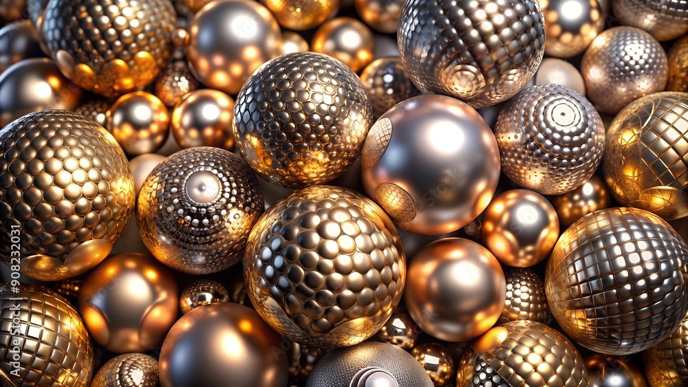 Aufkleber metallic glow spheres: a shimmering and glamorous pattern generative ai