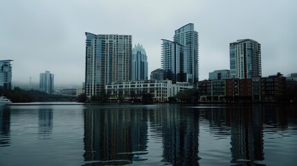 Austin Cityscape. City Skyline with Architectural Buildings and Waterfront View