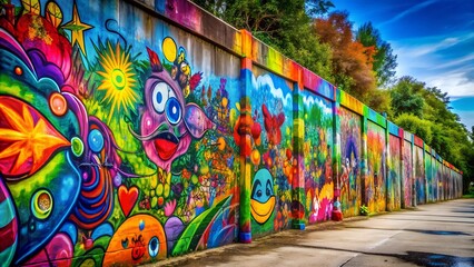 Concrete Wall with Colorful Graffiti  AI Generated
