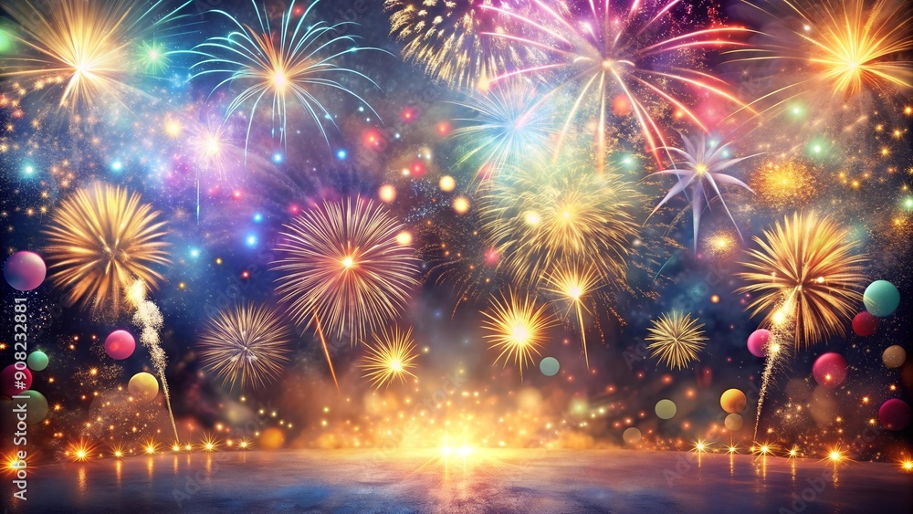 Poster 2025: a kaleidoscope of light and wonder with fireworks and confetti generative ai