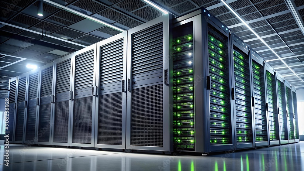 Aufkleber nvidia logo on a futuristic data center server display generative ai
