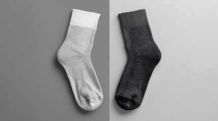 Mockup Socks with Blank Label for Branding and Advertising in Light and Dark Grey Colors