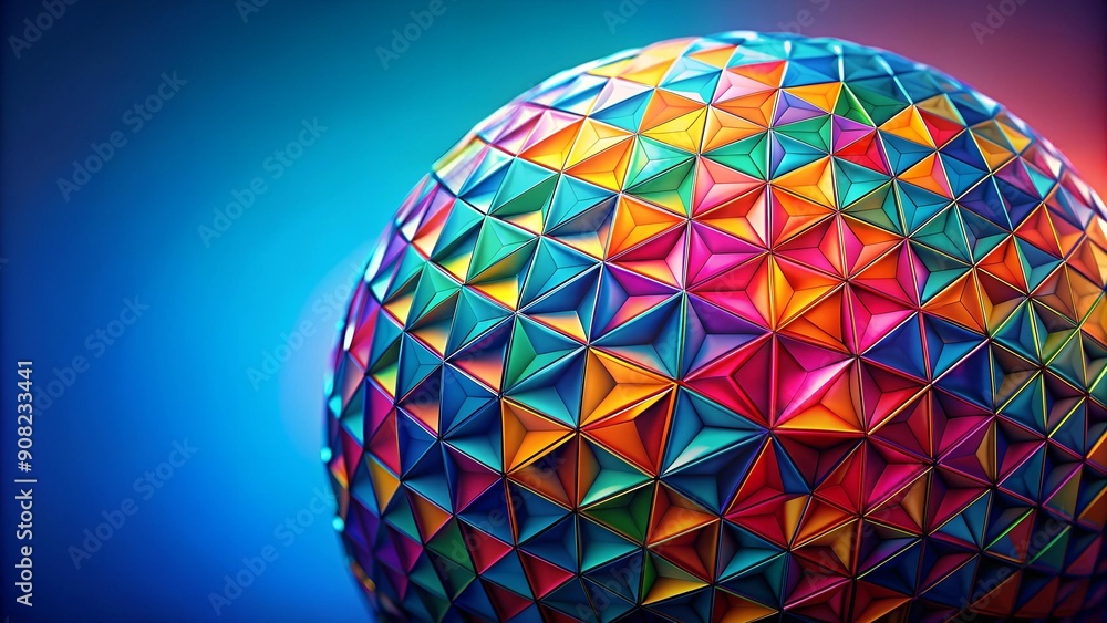 Poster abstract geometric sphere pattern: a vibrant symphony of color and shape ai generated