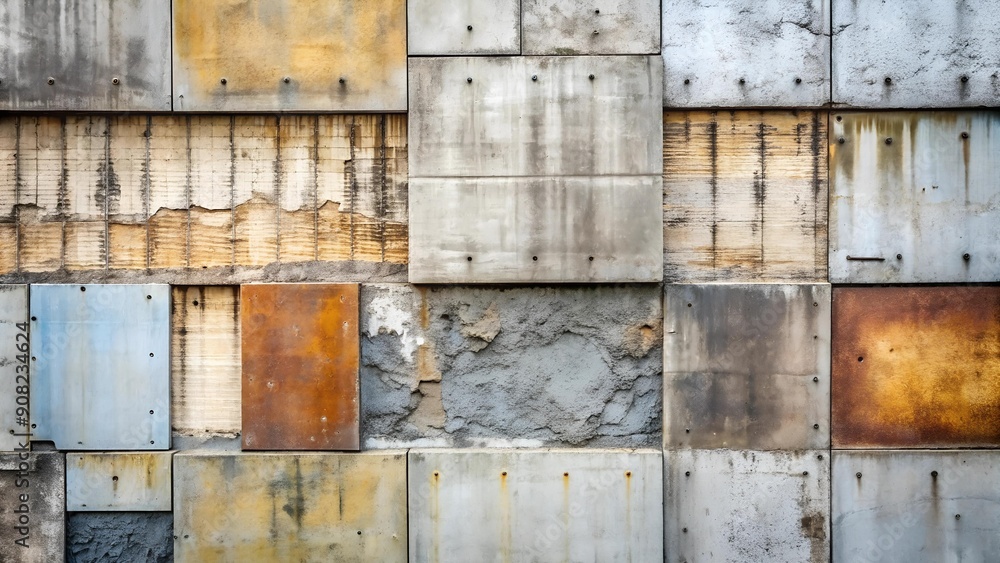 Poster concrete wall with overlapping layers of texture ai generated