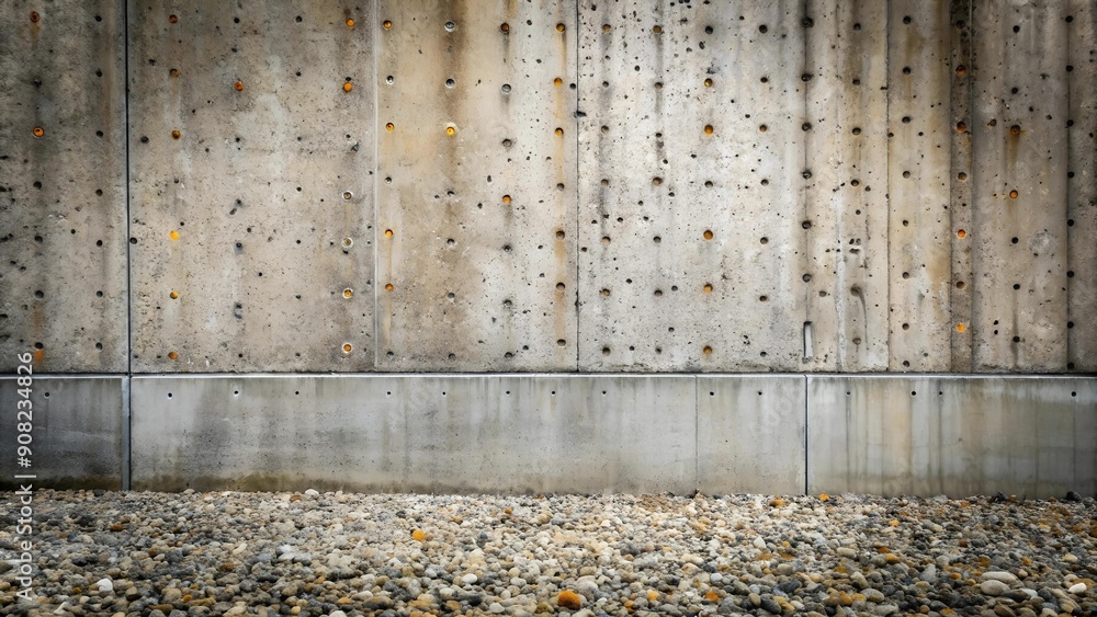 Aufkleber rustic concrete wall with exposed aggregate generative ai