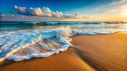 Foamy Waves Crashing on the Shore  generative AI