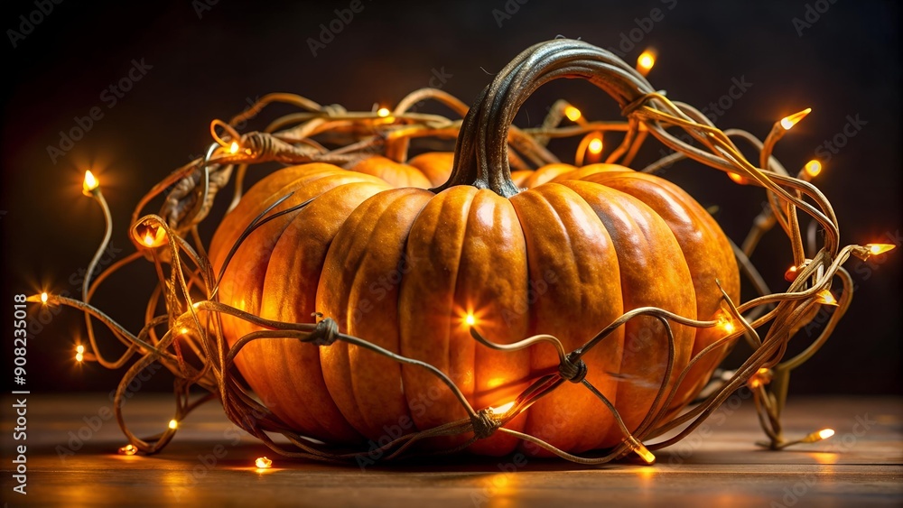 Poster pumpkin with twisted vines generative ai
