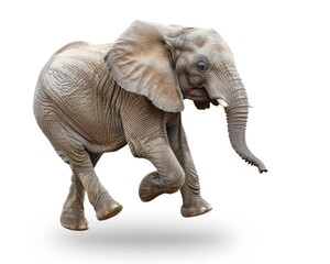 Obraz premium Elephant Running. African Elephant Female Jumping and Running in Wildlife Safari
