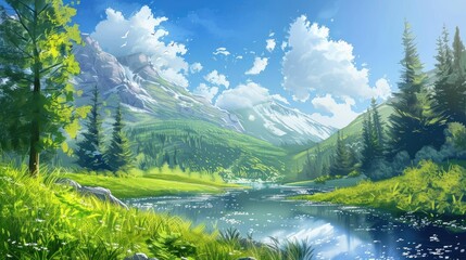 Scenic natural landscape on a sunny summer day