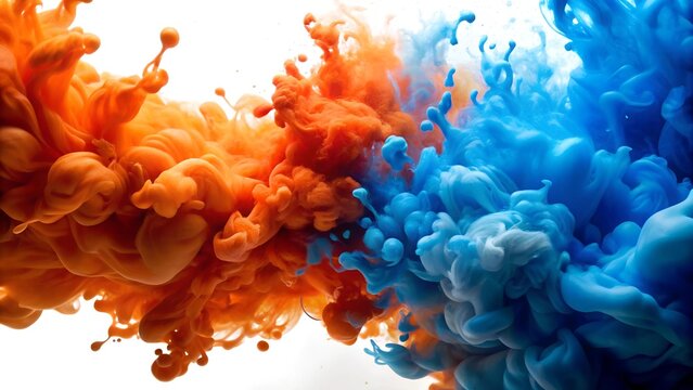 Orange and Blue Ink Drops: A Symphony of Color  generative AI