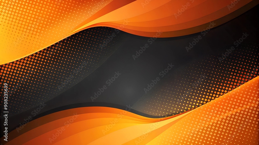 Aufkleber orange and black gradient with abstract shapes generative ai