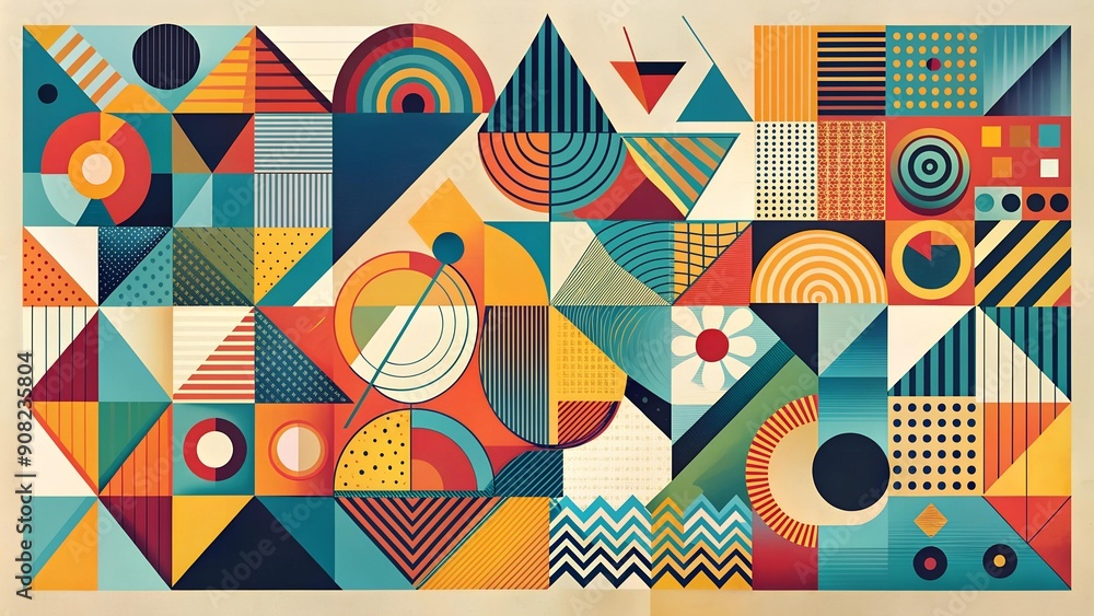 Poster whirlwind of rhythm: geometric patterns in motion ai generated