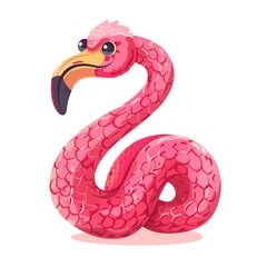 Fototapeta premium Cobra flamingo Country animal fashion cartoon isolated whitebackground 16:9