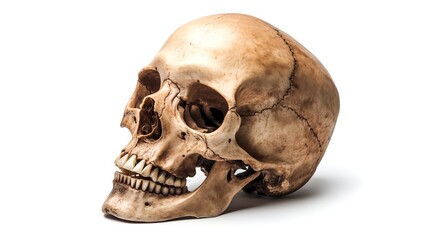 Obraz premium one single human skull isolated on white background