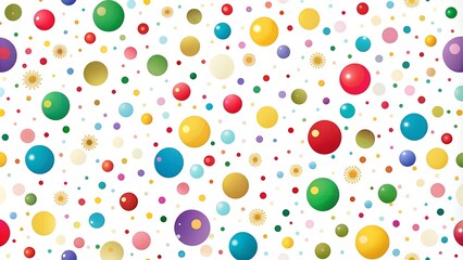Festive polka dots in multicolor pattern on white background, party theme