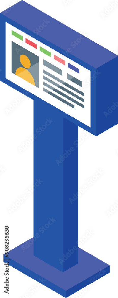 Poster blue digital sign showing profile information with graphs and charts
