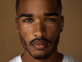 Fototapeta premium Confident African American Man Poses Against a Solid Background