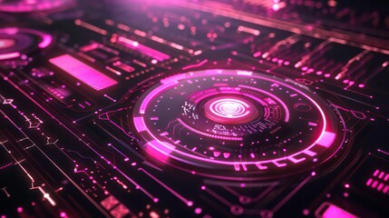 Abstract Pink and Black Futuristic Technology Interface