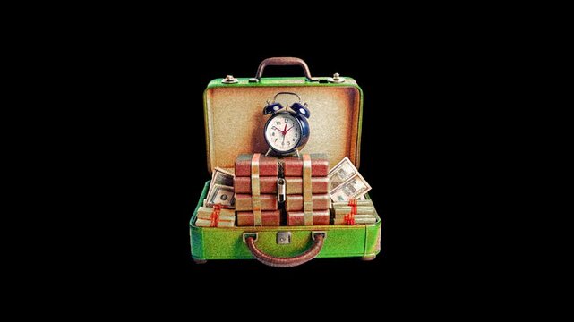 suitcase full of money with a time bomb