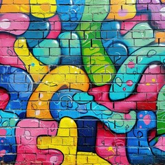 Obraz premium Colorful Graffiti Mural On Brick Wall In Urban Setting