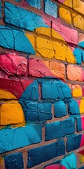 Colorful Graffiti Artwork on Brick Wall in Urban Setting