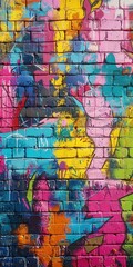 Obraz premium Colorful Graffiti Art on a Brick Wall in an Urban Area