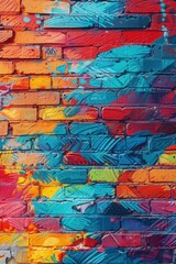 Vibrant Graffiti Art on Brick Wall in Urban Setting